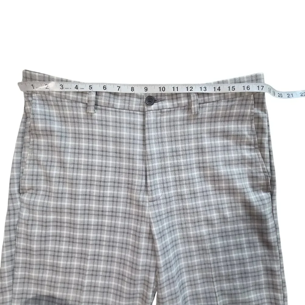 Haggar Cool 18 Pro Golf Shorts, sz 34 Gray Plaid Expandable Waistband 9